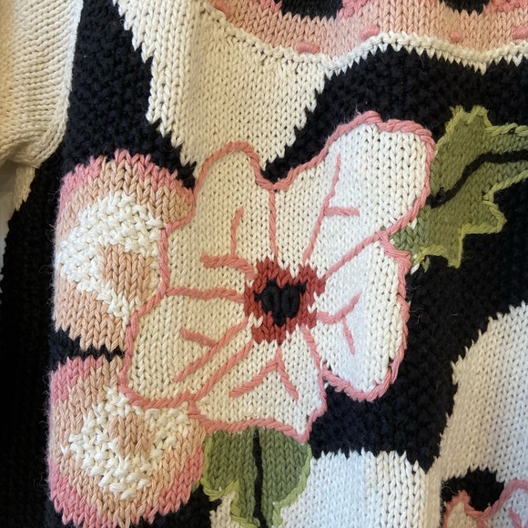 Vintage Jennifer Reed Hand Knitted Floral Oversize Sweater Sz Medium - Picture 4 of 12